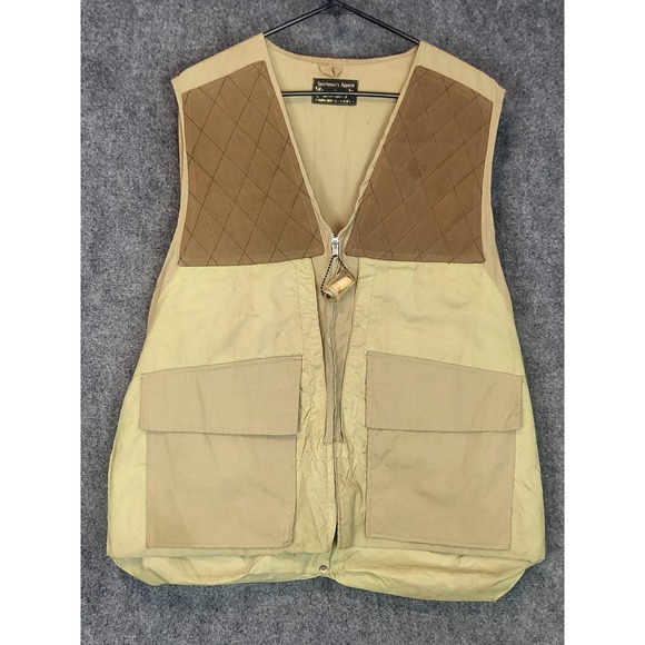 VTG Browning Sportsman's Apparel Hunting Vest Men Outdoor Beige Sz L Pockets - Picture 1 of 10